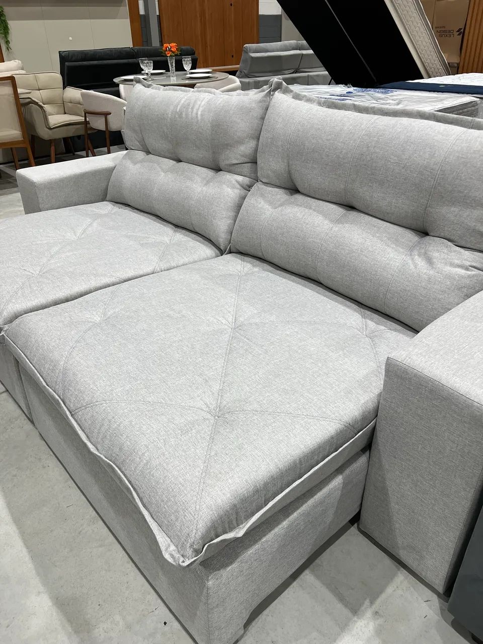 Sofá Retrátil Linho Molas Ensacadas PROMOÇÃO 