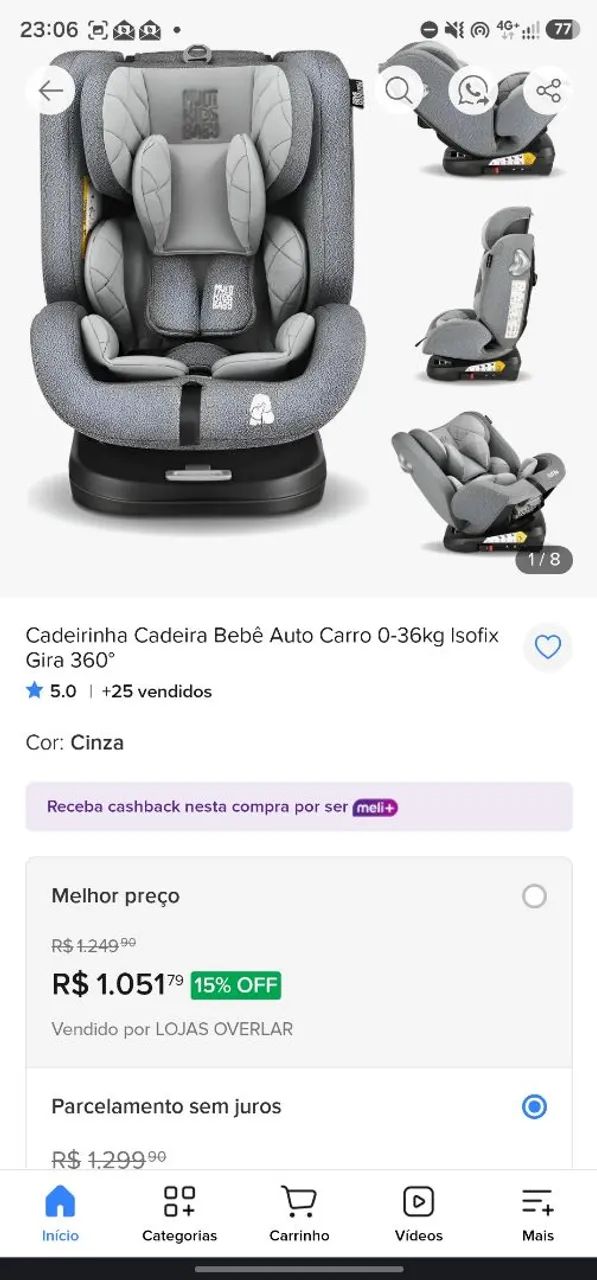 Cadeirinha 360 graus Multikids com ISOFIX - Foto 2
