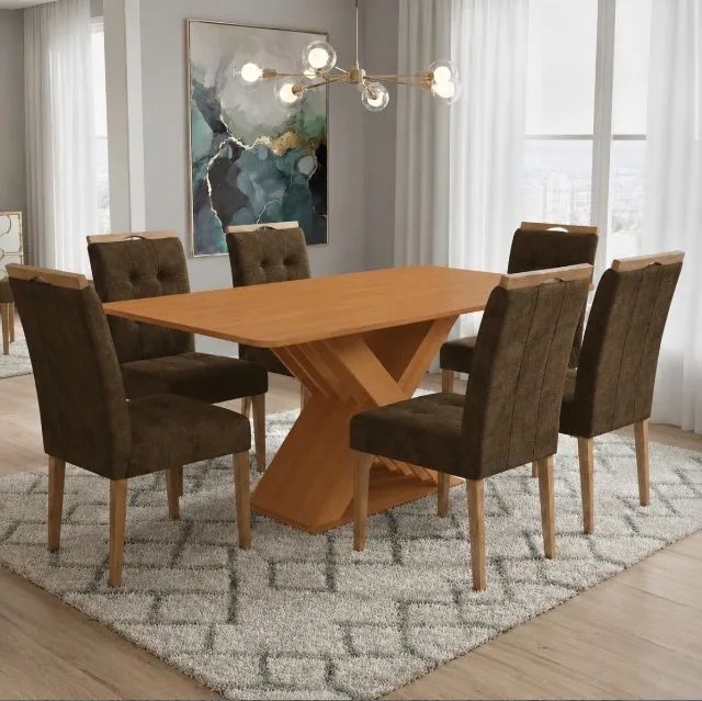 Conjunto Mesa e 6 Cadeiras Canelmavor 160 cm