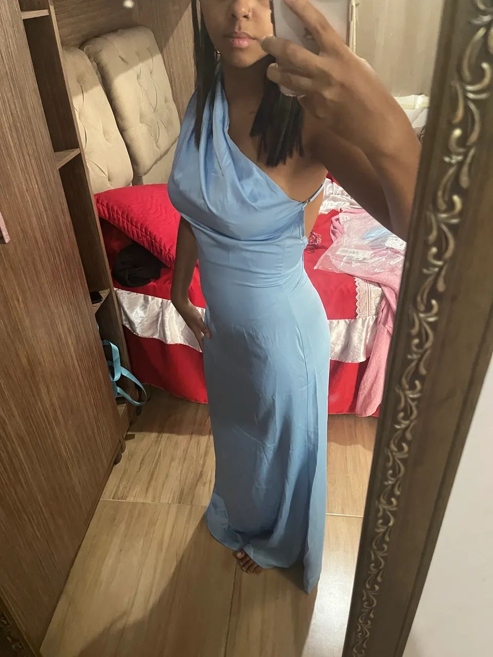 Vestido longo azul