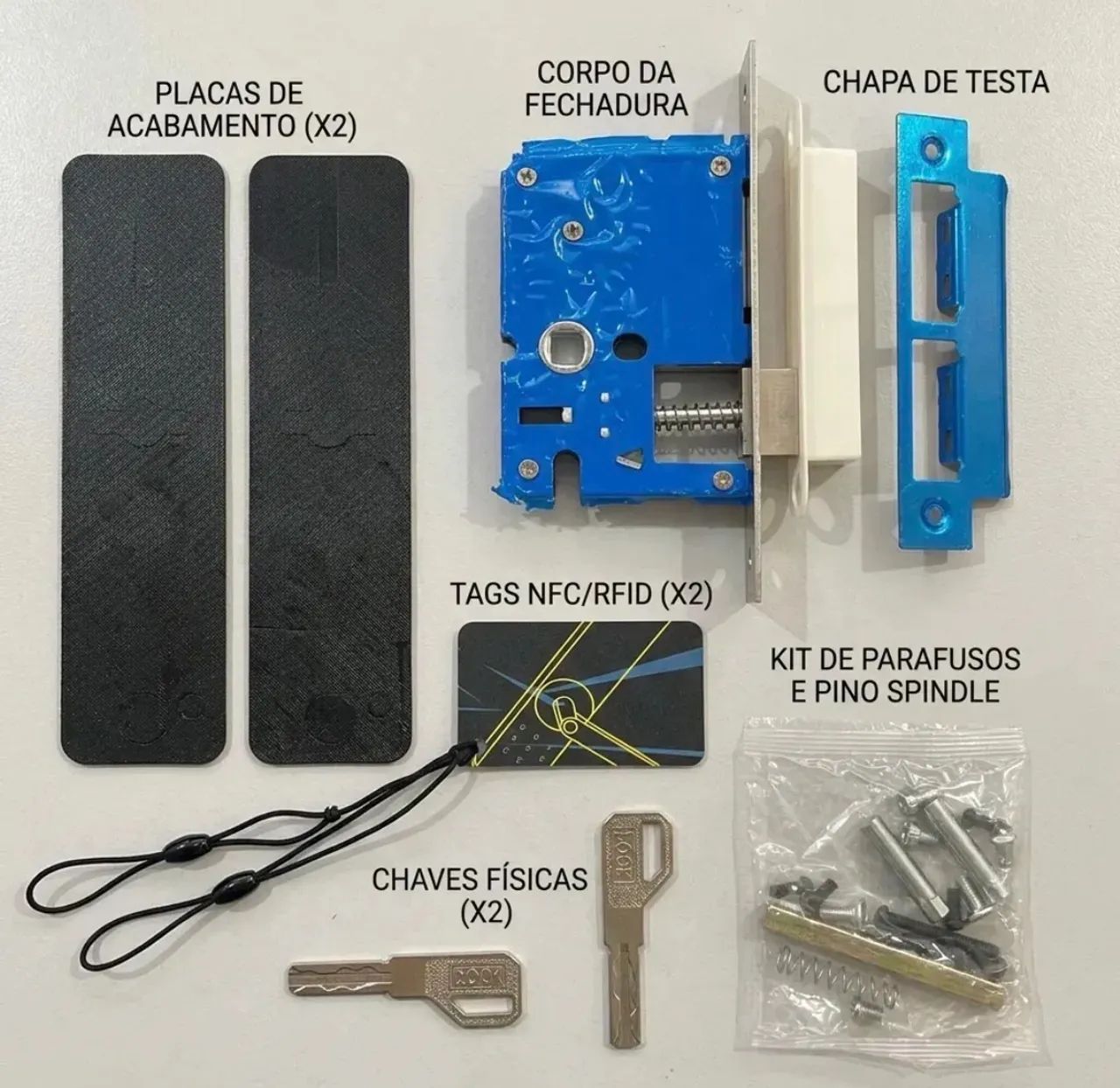Fechadura Digital Inteligente Biometria Senha Cartão Cor Preta