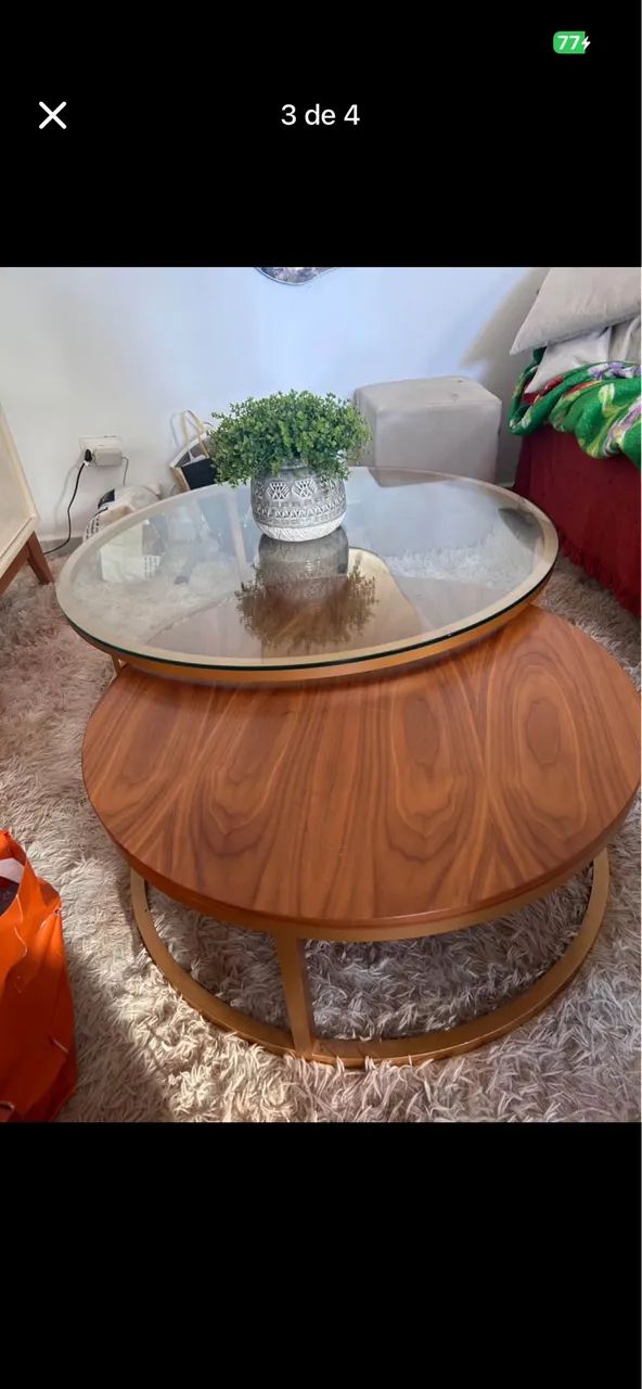 Mesa de centro com tampo de vidro - Foto 2