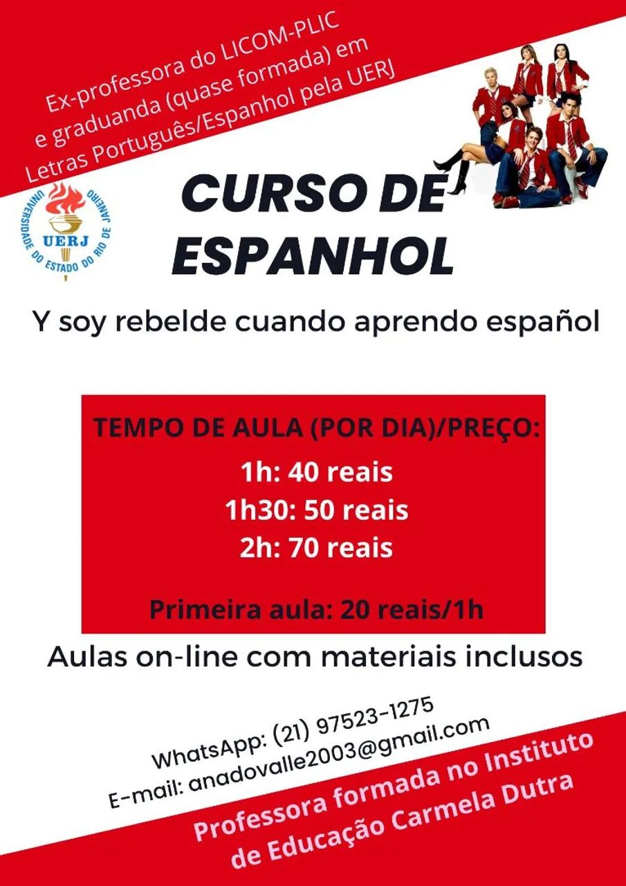 Aulas de ESPANHOL (nível básico e intermediário)