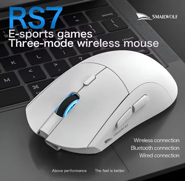 Mouse Gamer SmailWolf RS7 - Branco - Foto 4
