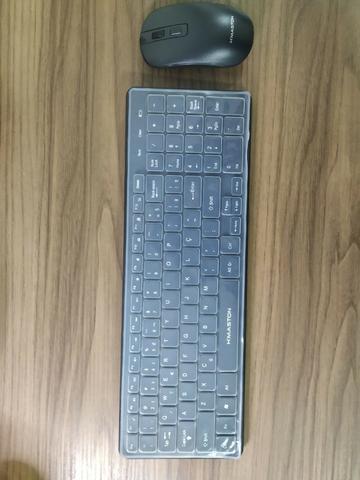 (NOVO) Kit Teclado E Mouse Sem Fio Ultra Slim 2.4g Preto + Película - Foto 6