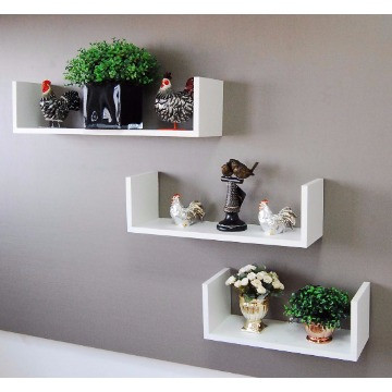 Trio De Prateleiras Nicho Em U Branco Mdf 15mm