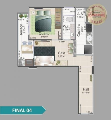 Apartamento com 1 dormitório à venda, 42 m² por R$ 212.150,00 - Balneário Flórida - Foto 4
