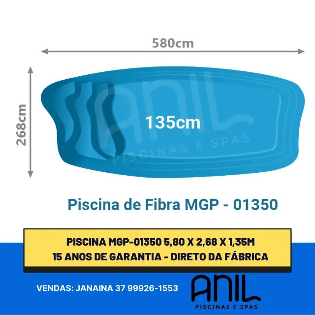 Ja - Piscina oval 5,80 x 2,68 x 1,35m fibra