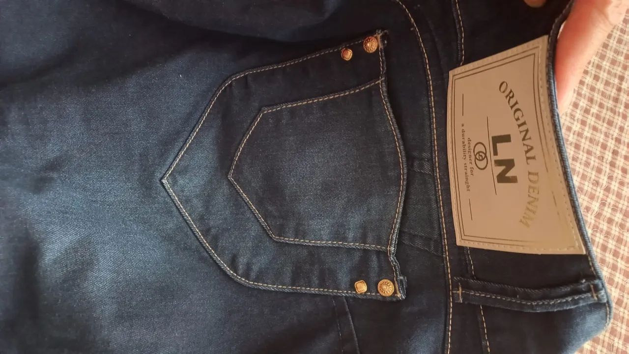 Saia  Jeans Plus size- Azul Escuro - Foto 2
