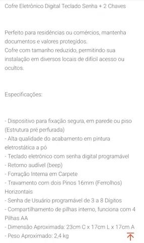 Cofre eletrônico digital e chave  - Foto 6