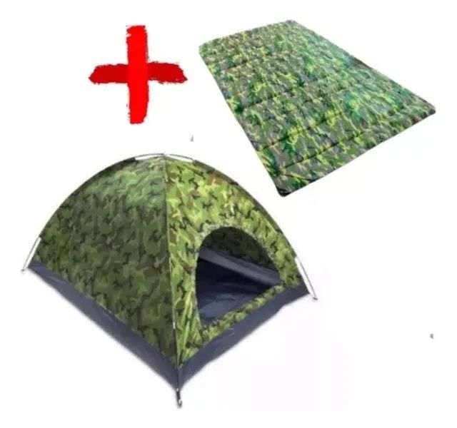 Barraca Camping 6 Lugares Com Colchonete Casal Camuflado