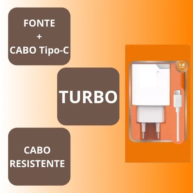 Carregador De Celular Turbo Fonte Dupla Entrada + Cabo Iphone Ou Tipo-C - Foto 3