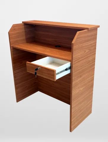 balcão de recepção reto vallet simples amadeirado - Foto 3