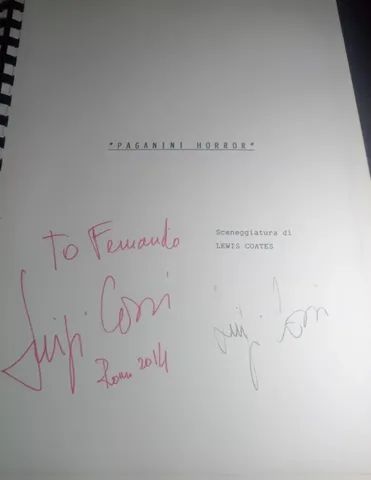 Roteiro Paganini horror autografado pelo diretor Luigi cozzi