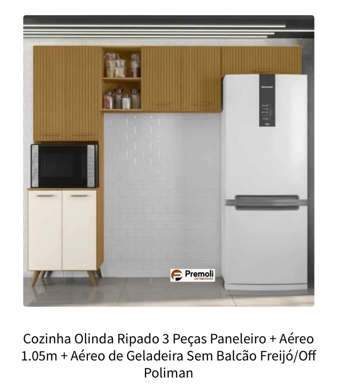 Armário de Cozinha Olinda Ripado 3 Peças Paneleiro + Aéreo/ Promoção imperdível