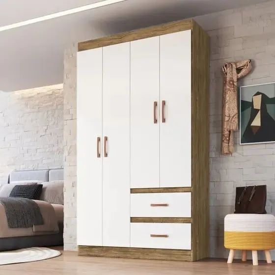 Guarda Roupa Solteiro Dallas 4 Portas 2 Gavetas  DIRETO DE FÁBRICA!