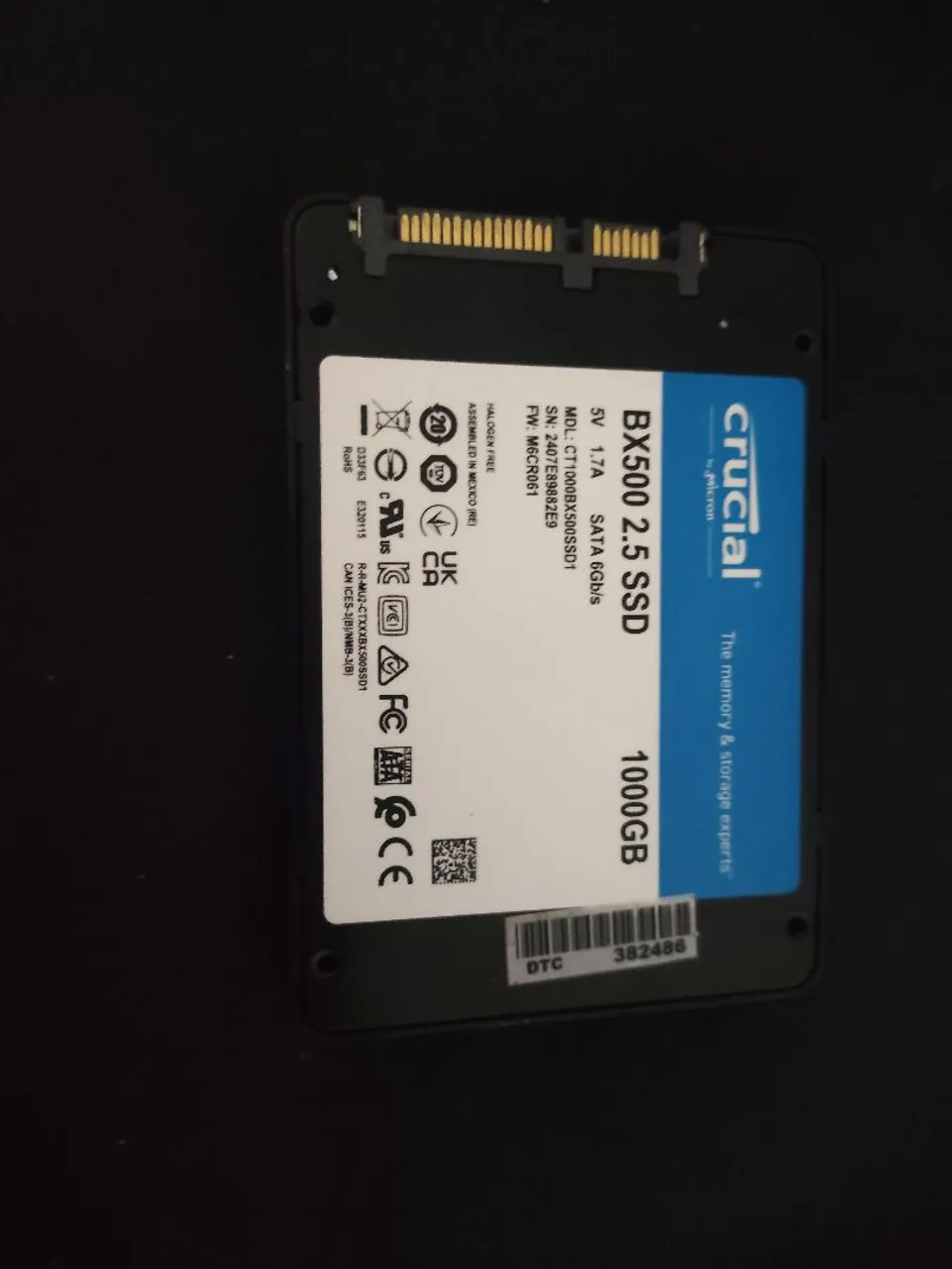 SSD crucial 1000gb com case para HD e SSD externo