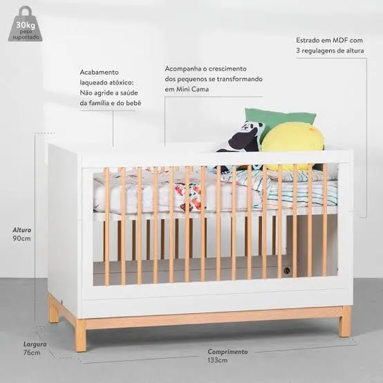 Berço com design moderno e funcional