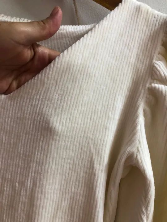 VESTIDO branca de veludo cotelê - Foto 3