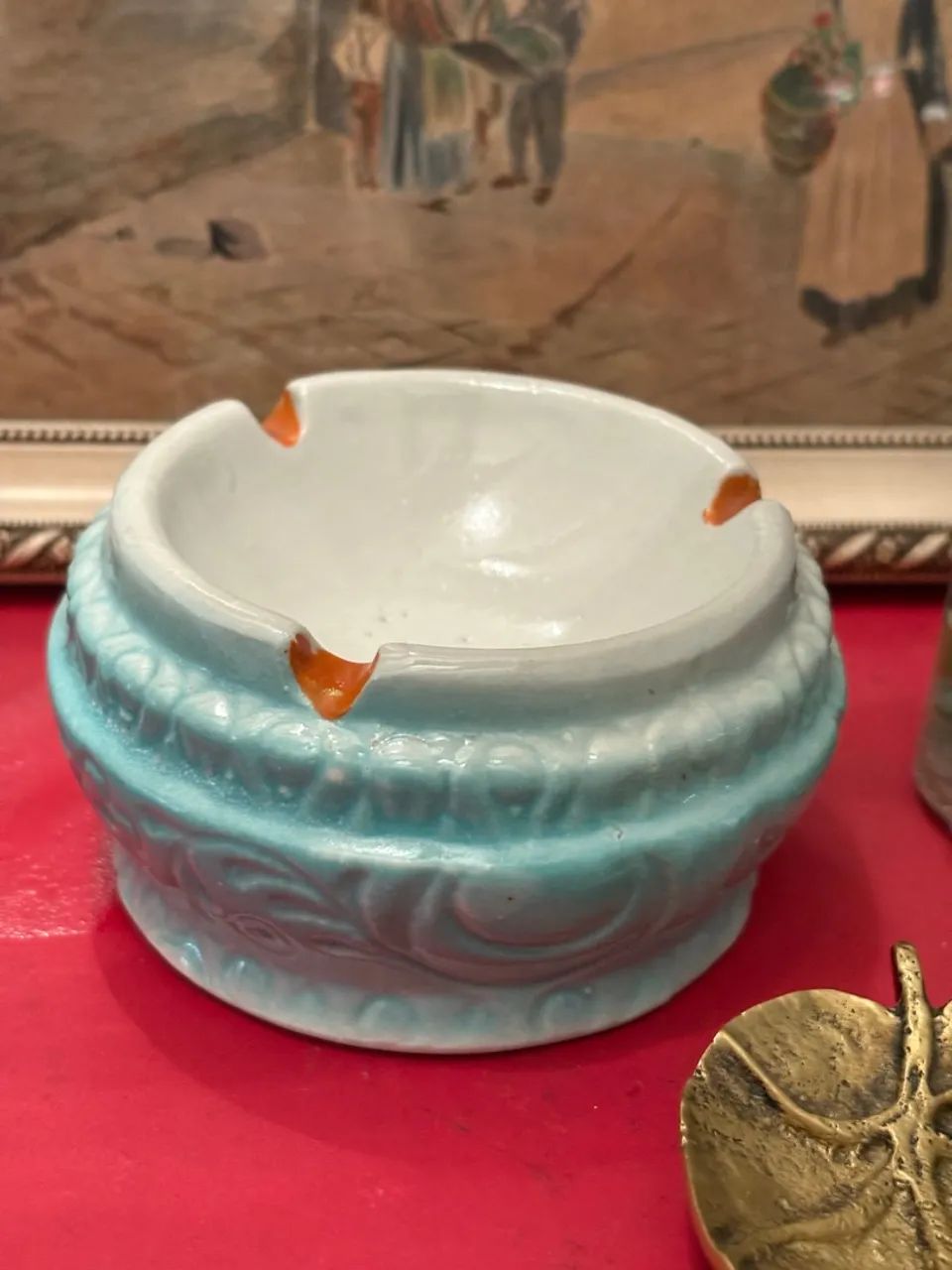 Cinzeiro Vintage Azul Turquesa Decorativo