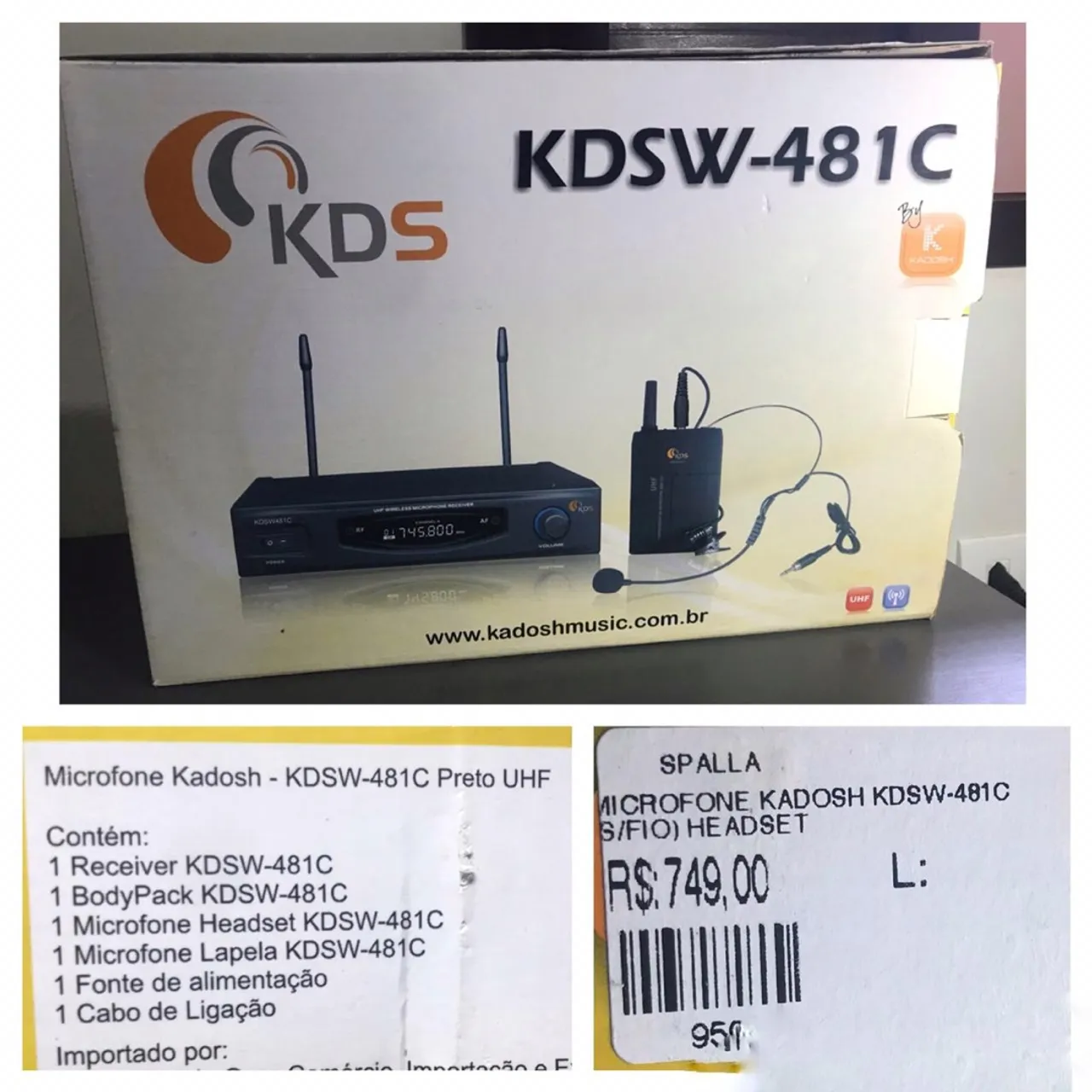 Microfone Kadosh KDSW-481C Sem Fio Headset