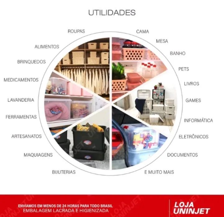 3 Caixas Organizadoras 28 Litros Preto - Foto 3