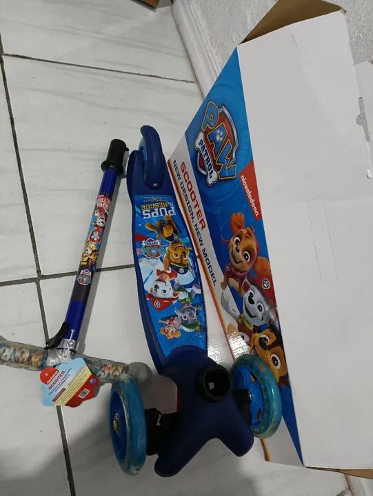 R$169.99 patinte infantil patrulha canina azul 3rodas novo 0km regulagem altura  - Foto 4