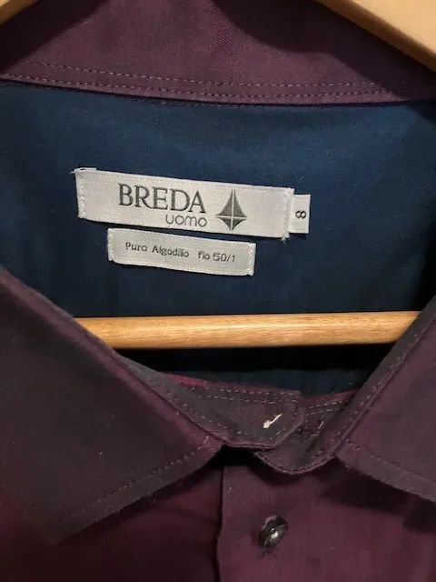 Camisa social masculina Breda Tamanho 8 (Cor Vinho) - Foto 2