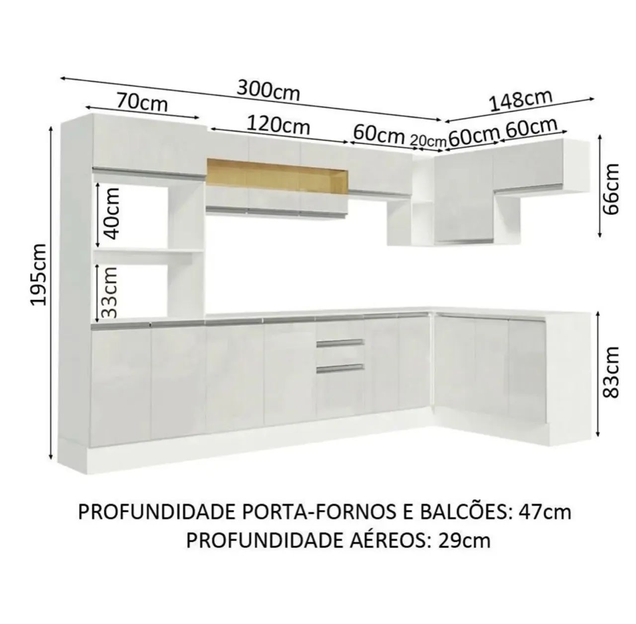 Armário de Cozinha Branco Completo - Foto 4