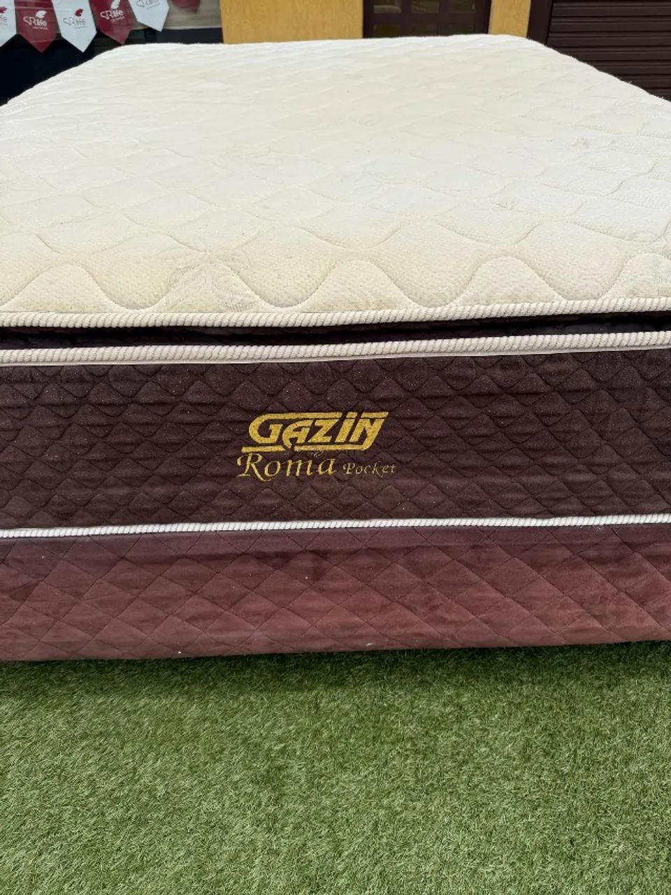 Cama box CASAL GAZIN USADA BASE + COLCHÃO - Entrego!  - Foto 2