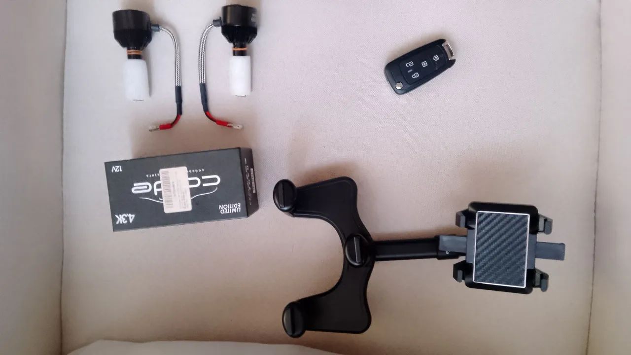 Suporte para celular + alarme canivete + lâmpada led para carro