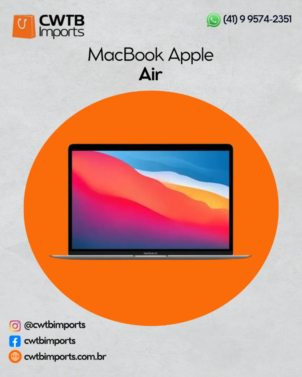 Apple Macbook Air MGN63LL/A A2337 M1 Octa Core Tela Retina 13.3" / 8GB de Ram / 256GB SSD