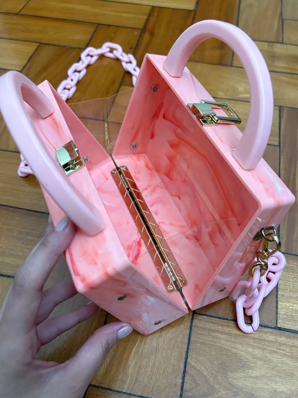 Bolsa rosa estilo marmorizada - Foto 2