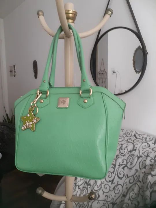 Bolsa de mão verde em couro - Foto 3