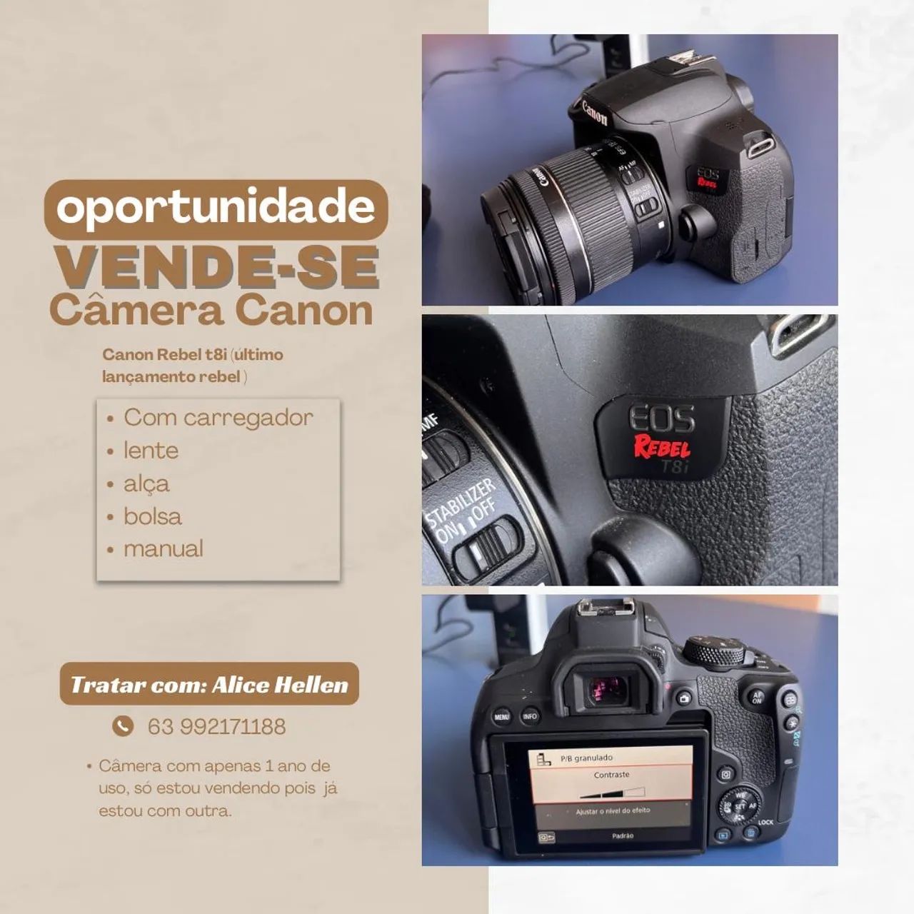 Câmera Canon Rebel T8i