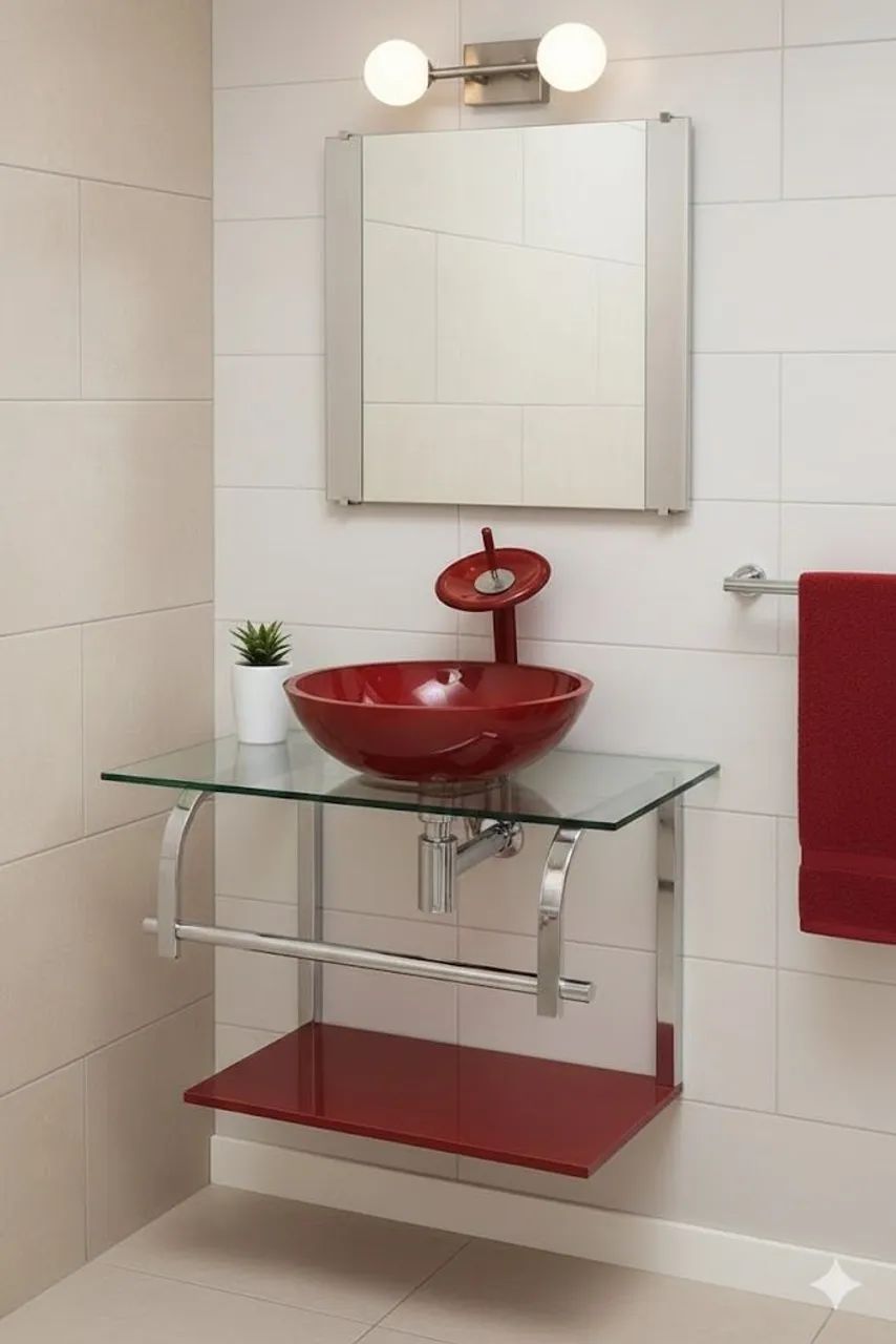 Pia com espelho e armário