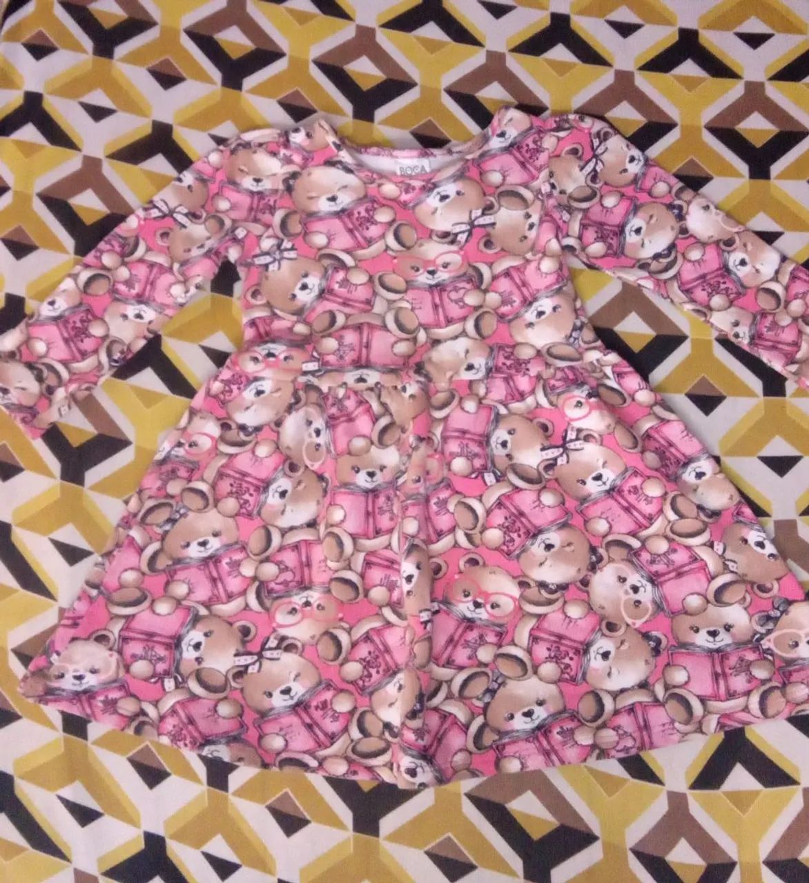 Vestido Infantil Ursinho Rosa