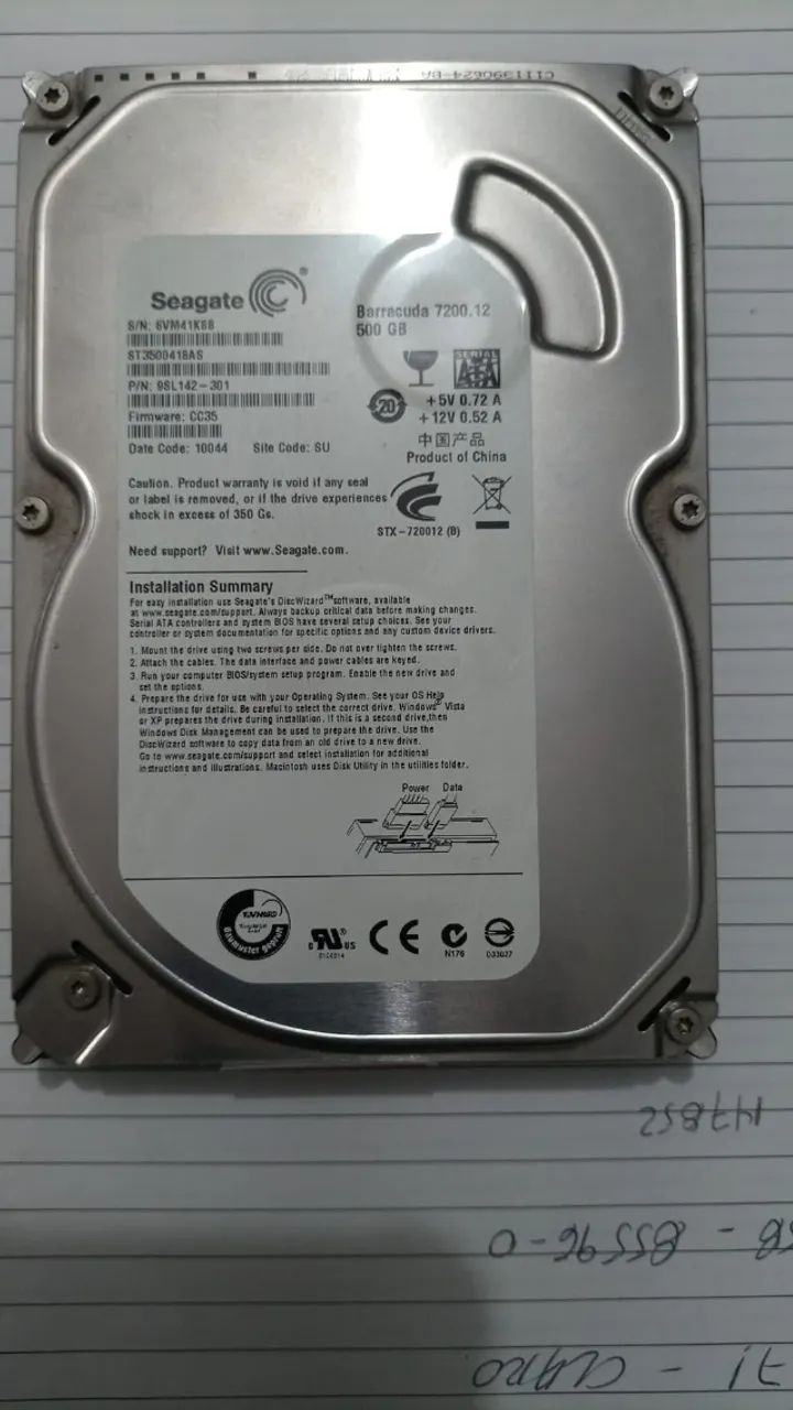 HD SEAGATE BARRACUDA 500GB