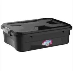 3 Caixas Organizadoras 28 Litros Preto - Foto 2