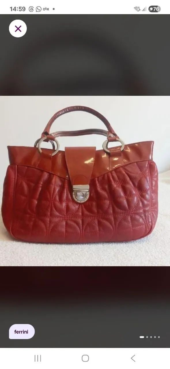 Bolsa de couro Ferrini vermelha 