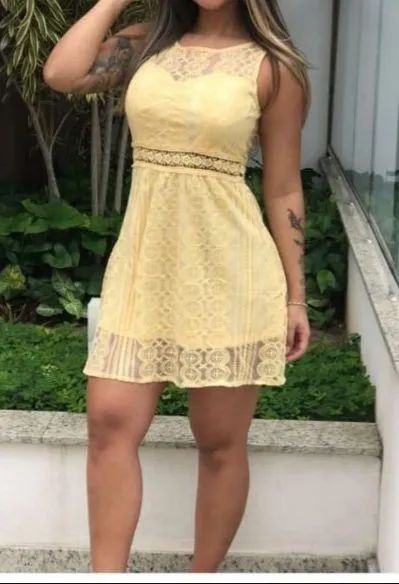 Vestido de renda amarelo tam P
