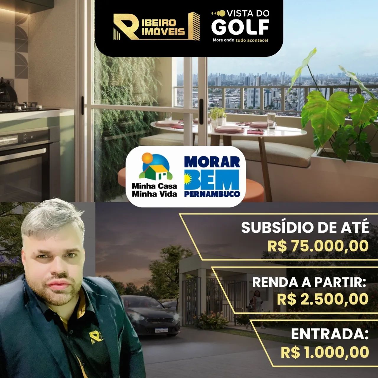 Vista do Golf - Entrada de 1.000,00 - Lançamento na Caxangá. 1