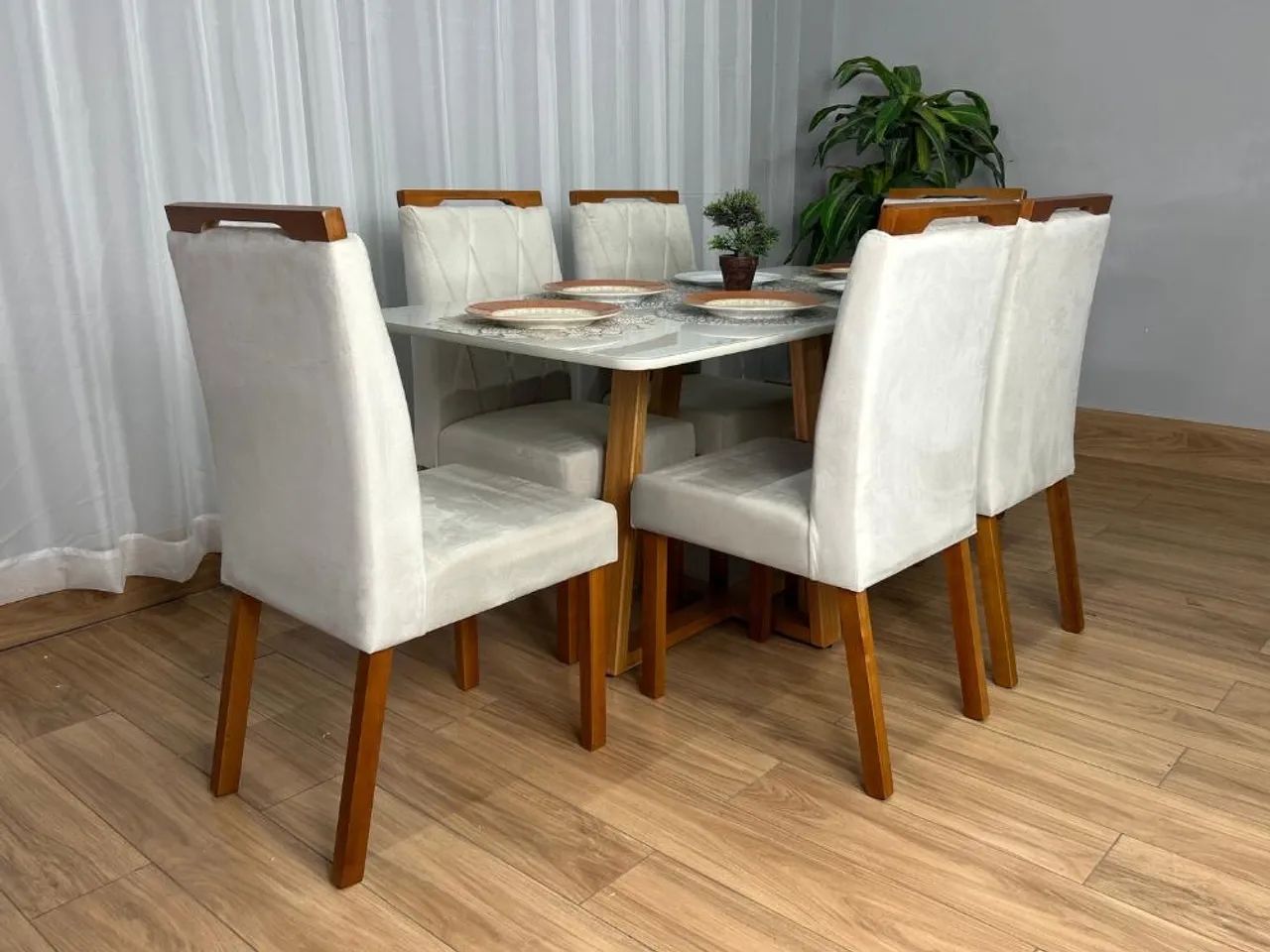 Mesa de Jantar Bali 1.60×0.80 Com 6 Cadeiras l7