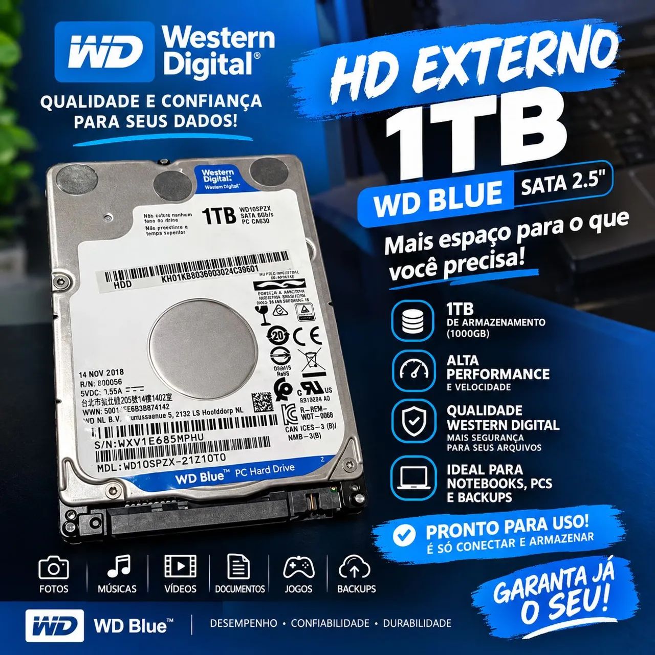 HD externo 1 terá 
