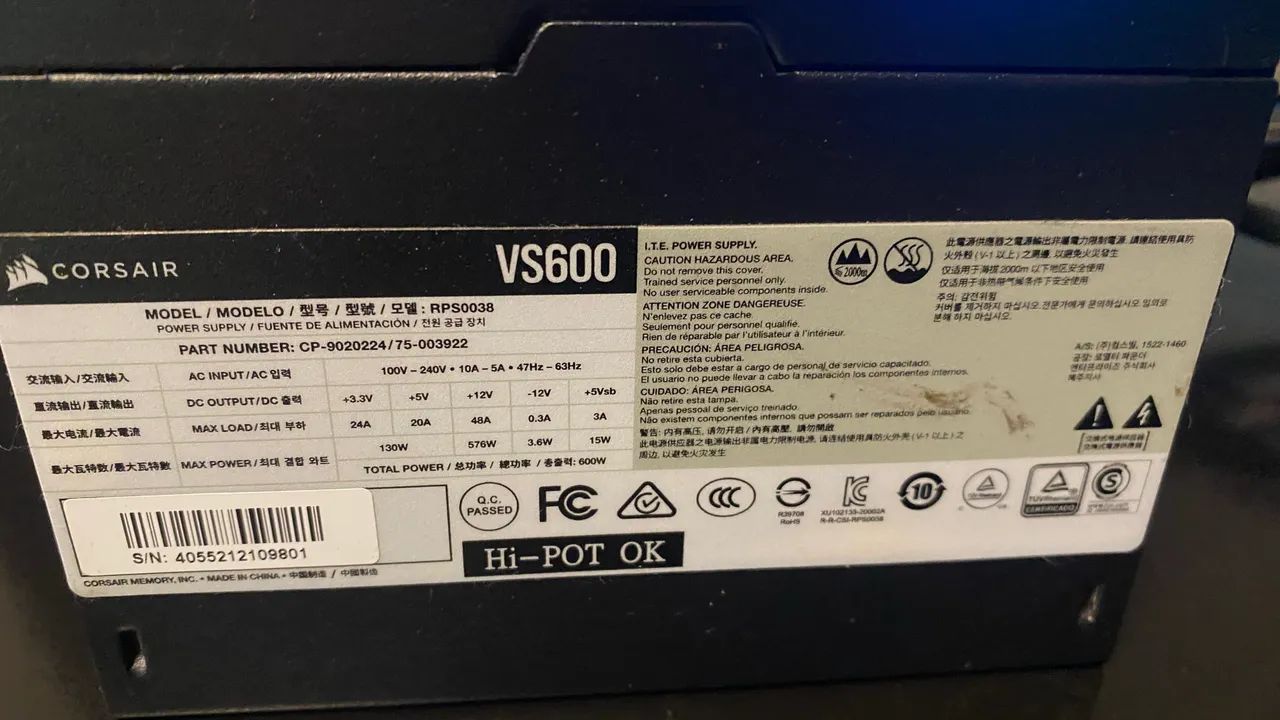 Fonte corsair VS600 - Foto 5