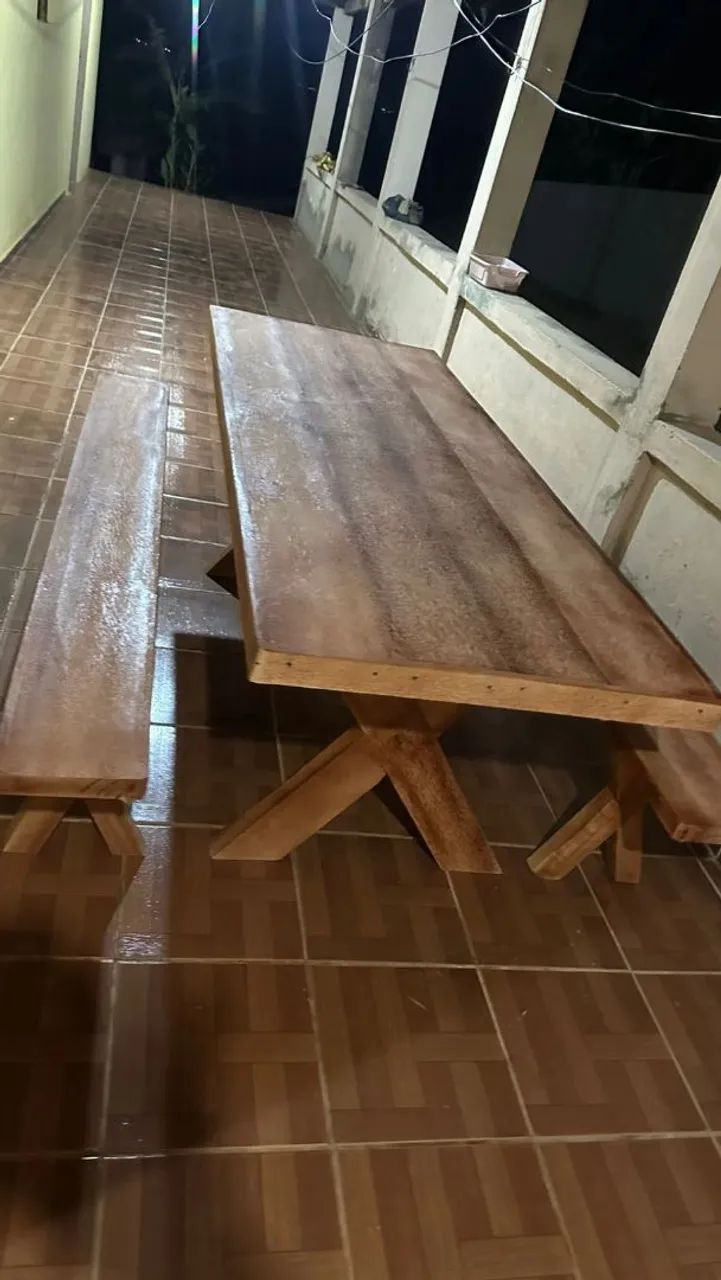 Messa rústica de madeira maciça  - Foto 4