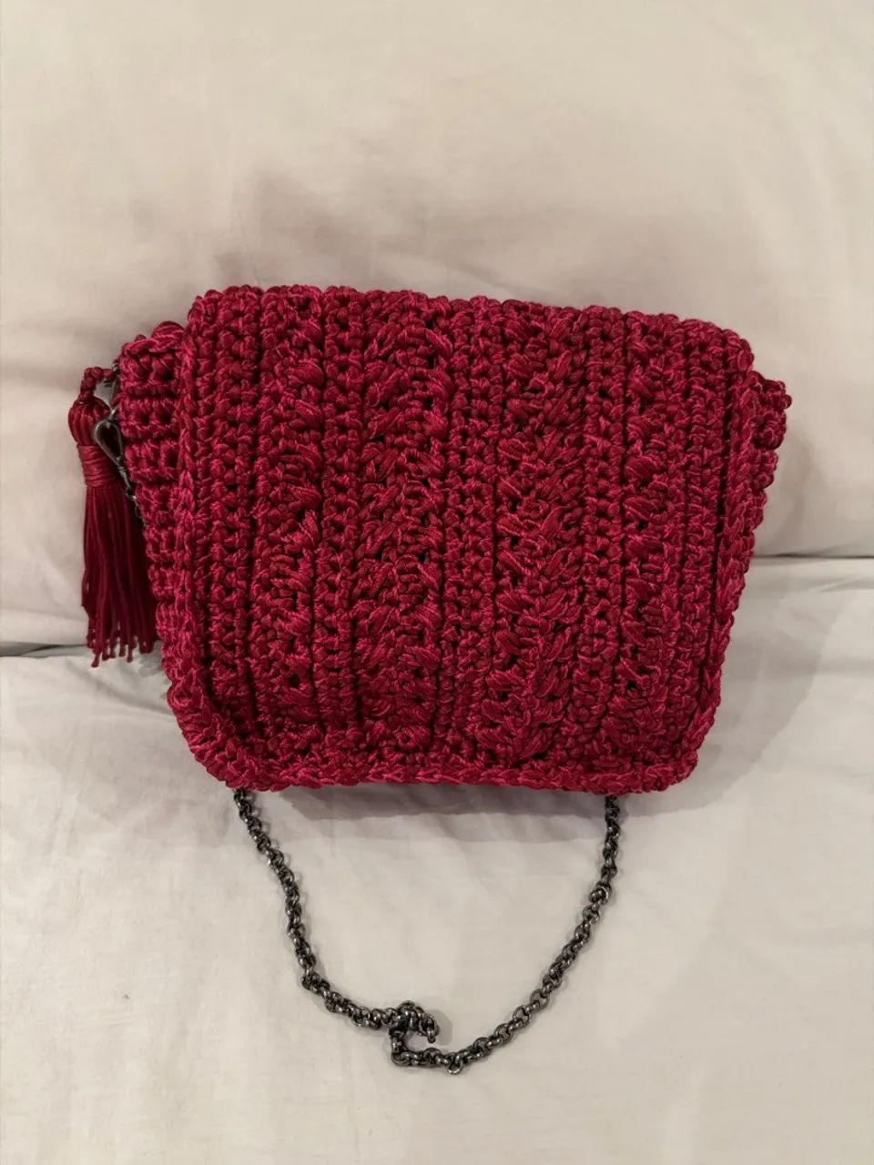 Bolsa de crochê vinho - Foto 2