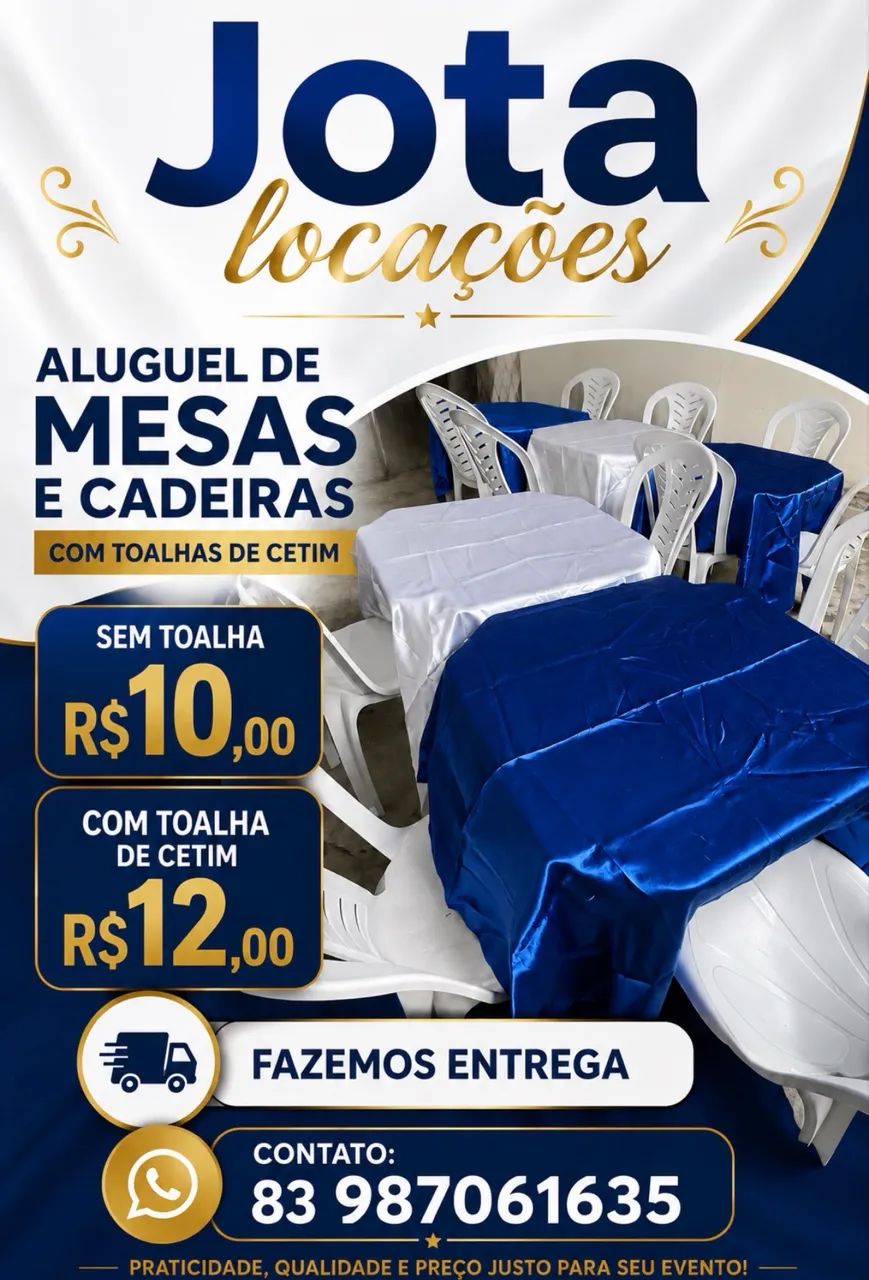 Alugo mesas e cadeiras de plástico 