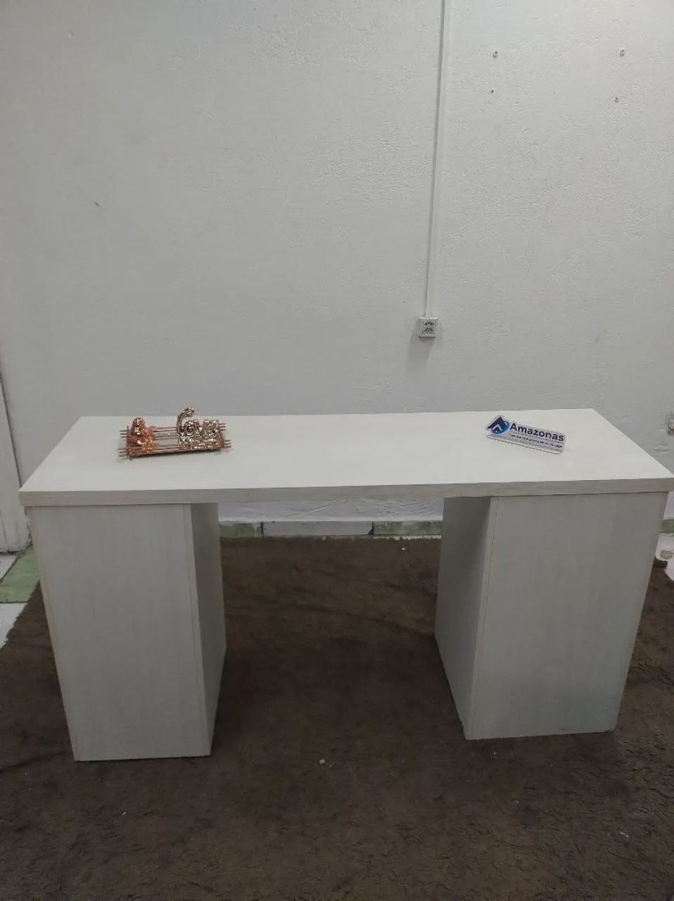 Mesa Reta MDF Branco - Escritório, Alongamento Unhas  - Foto 3