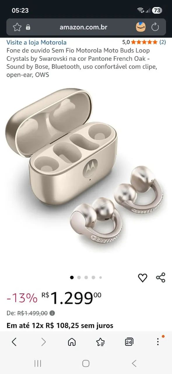 FONE DE OUVIDO BLUETOOTH MOTO BUDS LOOP - XT2545-1 - CHAMPAGNE - Foto 4